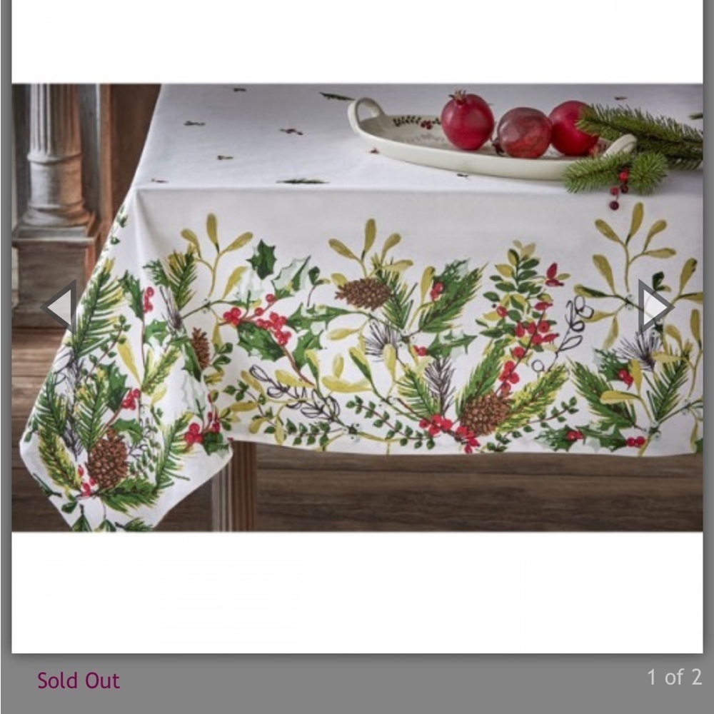 Tag Home Decor Winter Sprig Tablecloth 84x60 100% Cotton